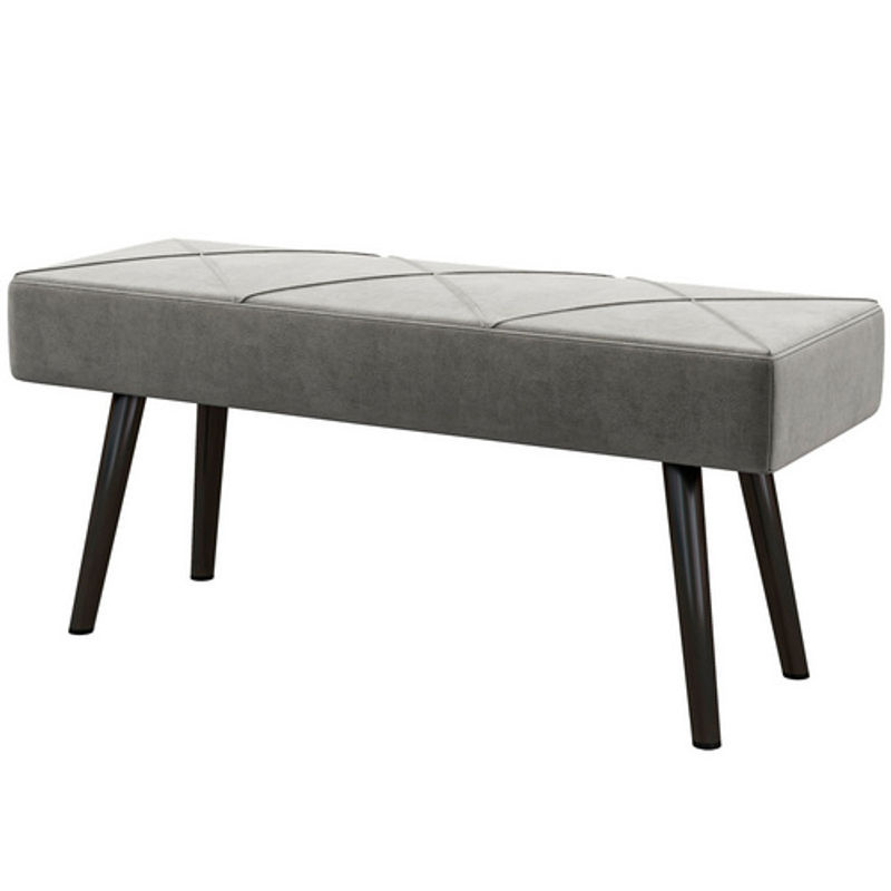 HOMCOM Polsterbank mit X-Muster in Samtoptik, Grau, B/T/H: 100 x 36 x 45 cm - Bild 3