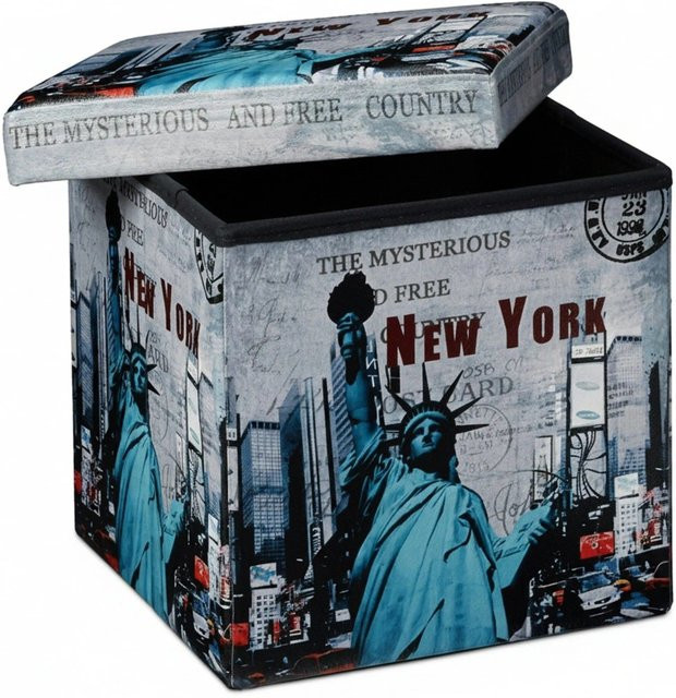 Relaxdays Sitzhocker New York aus Kunstleder mit Stauraum, faltbar, Multicolour, B/T/H: 38 x 38 x 38 cm - Bild 1