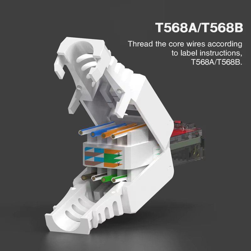 ZoeRax 2 Stück RJ45 CAT6 Ethernet-Abschlussstecker für LAN-Kabel in Weiß, werkzeuglose Installation - Bild 3