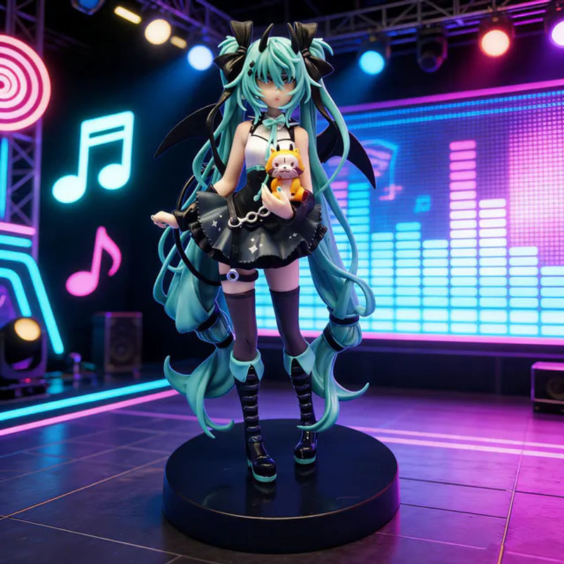 Bandai Anime Hatsune Miku Little Devil Handfigur Dark Angel Modell aus Kunststoff in Pink Sitting Pose - Bild 1