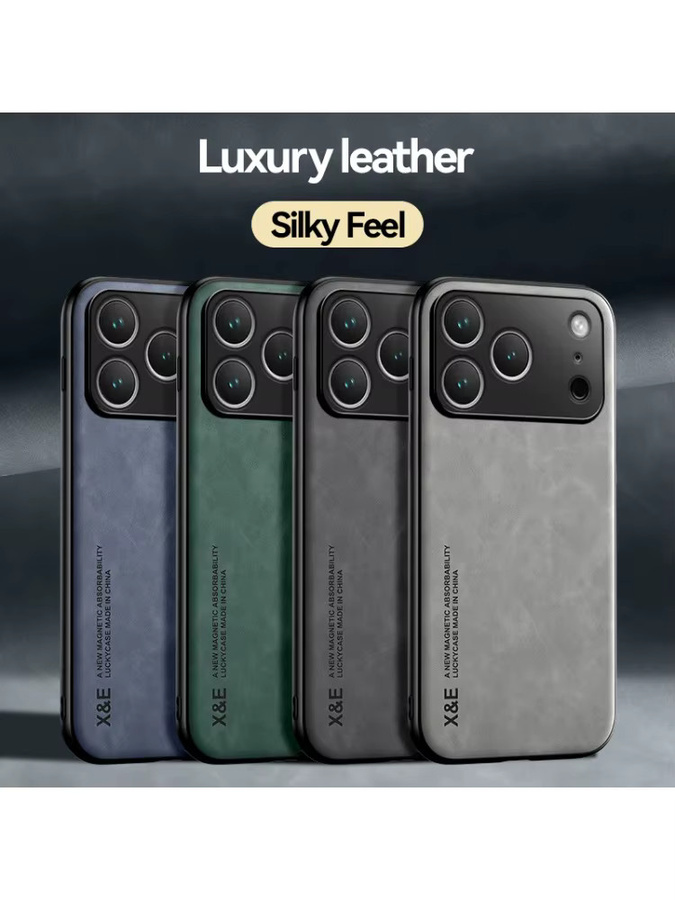 Luxus-Ledertasche für Apple iPhone 17 16 15 14 13 12 11 Pro Max Plus Mini in Blau mit Metallplatte für die Auto-Halterung - Bild 3