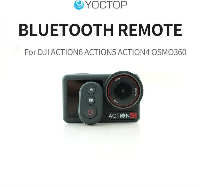 Bluetooth-Fernbedienung von yoctop für DJI Action 5 Pro, Action 4 und Osmo 360 Sportkameras in Schwarz - Bild 1