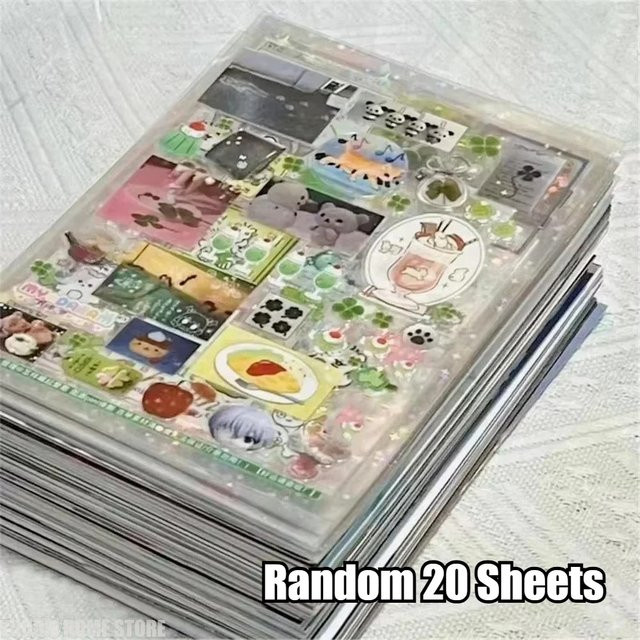 20 Stück Vintage Glitzer Aufkleber in Multicolour aus transparentem PET für Scrapbooking und Journaling - Bild 1