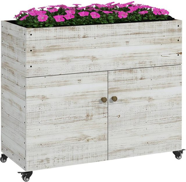 Outsunny Hochbeet aus Holz in Weiß, B/H/L: 50 x 95 x 131 cm - Bild 1