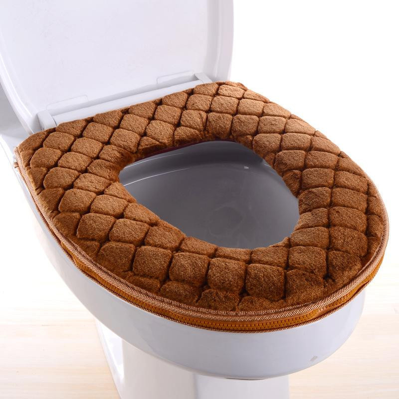 Yiran Furniture Waschbarer Plüsch Toilettendeckel aus Baumwolle mit Reißverschluss, Universal Modell, verschiedene Farben - Bild 1