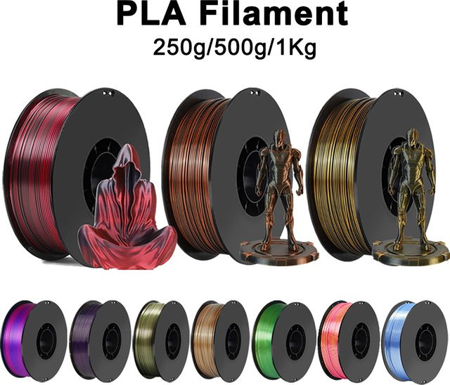 3D Maliang PLA-Filament Seide Zweifarbig 1,75 mm für FDM 3D-Drucker Schwarz Rot Gold Pink - Bild 1