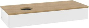 V&B Antao Waschtischunterschrank mit LED-Beleuchtung, Wandmontage, Eiche Honig und Weiß lackiert, B/T/H: 120 x 50 x 19 cm - Bild 1