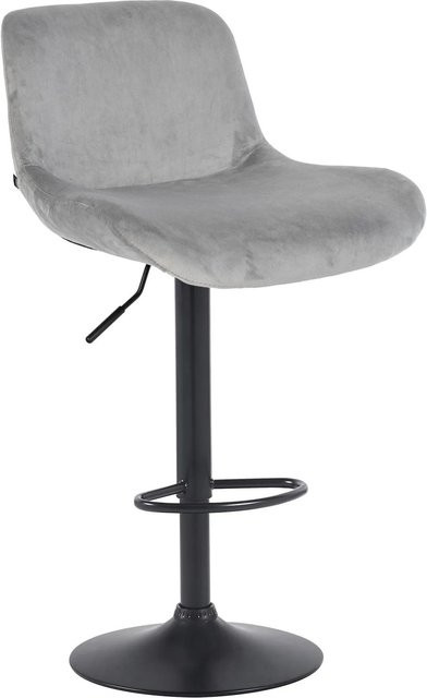 DELUKE Barhocker PONOR Barstuhl aus Samt in Grau und Schwarz, höhenverstellbar, drehbar mit Lehne, B/T/H: 50 x 50 x 85 cm - Bild 1