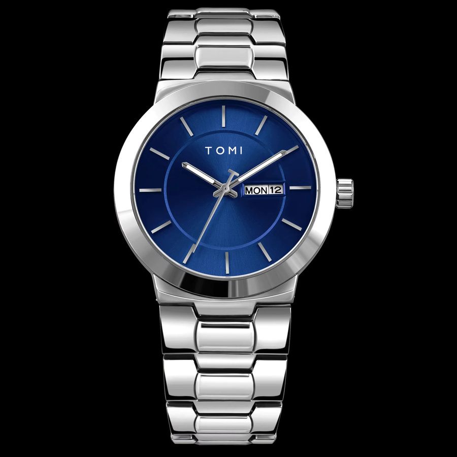 TOMI Armbanduhr, Quarz, Edelstahl, Blau, Silber, Herren - Bild 5