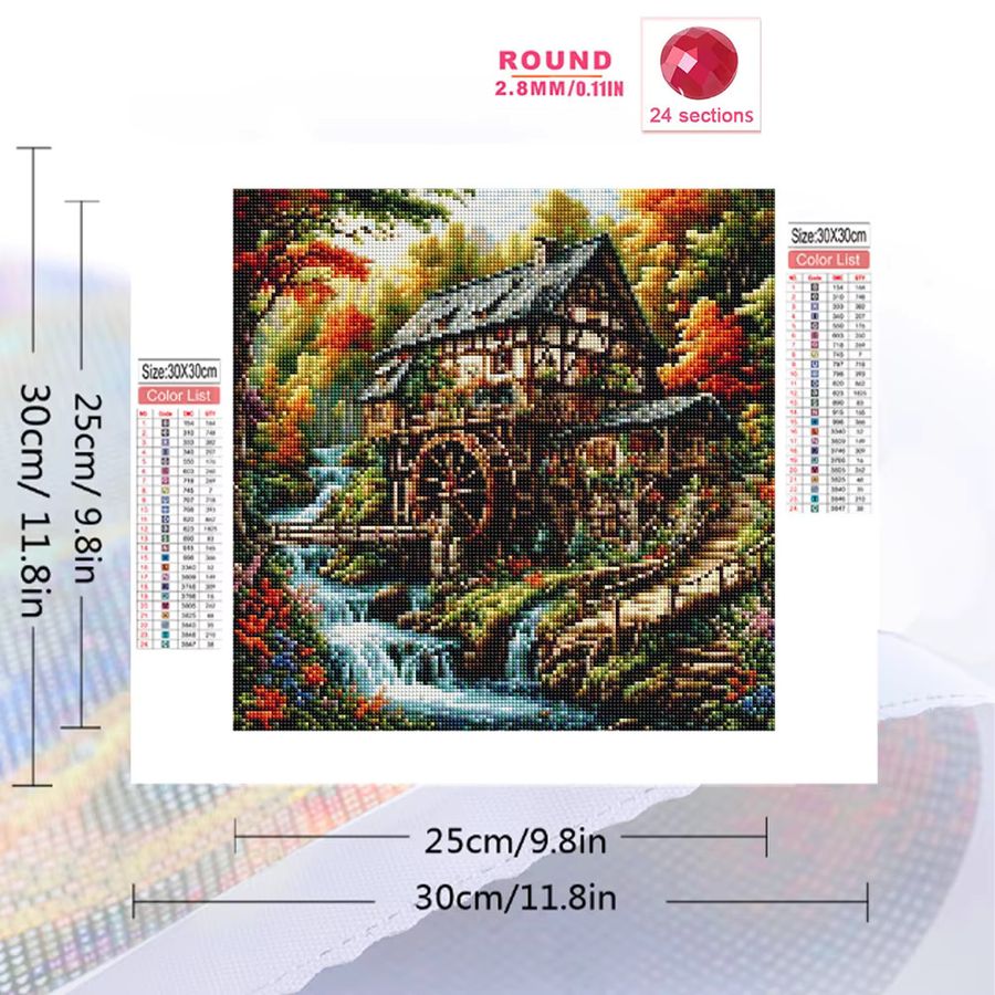Momoart Diamantmalerei Haus und Landschaft als DIY Mosaik Set mit runden Steinen in Multicolor - Bild 2