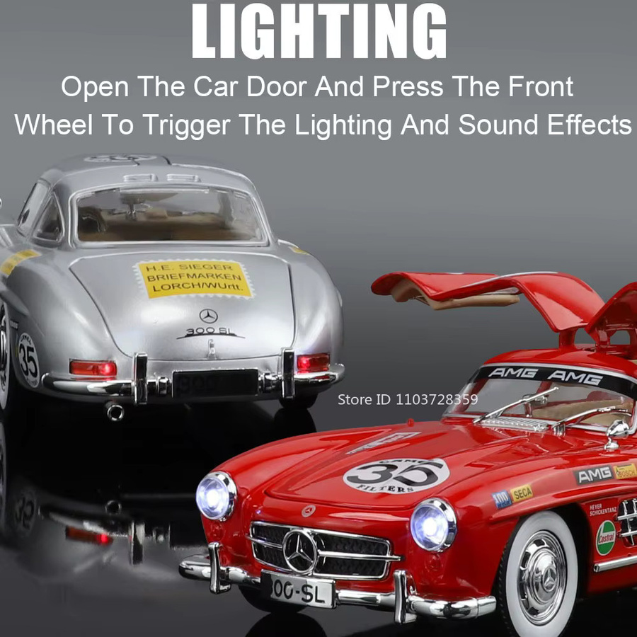 RMZ city 300SL Oldtimer Modell, 1:24, Metall, mit Licht und Sound - Bild 3