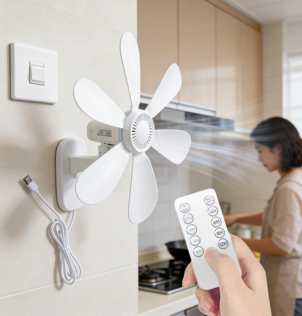 XIAOTREE Wandventilator 16,5 Zoll mit Fernbedienung und Timer, leiser USB-Eckventilator in Weiß mit 4 Geschwindigkeitsstufen - Bild 1