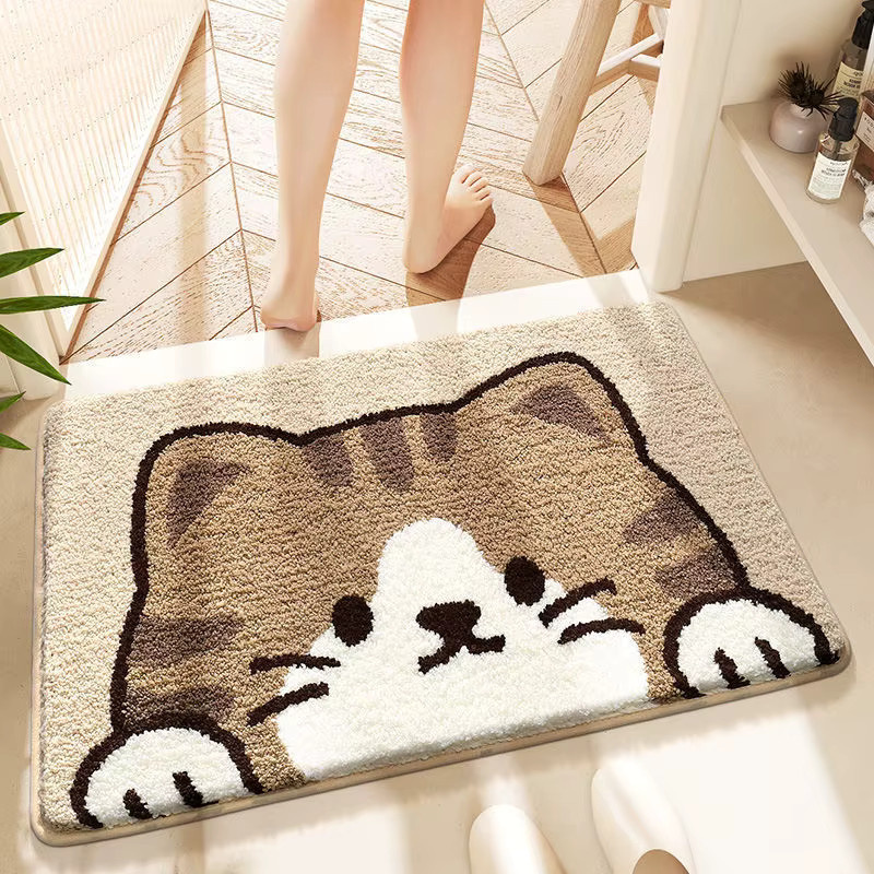 VIKAMA Flanell-Badezimmerteppich mit Tier-Motiv, weich und absorbierend, B/T: 60 x 40 cm - Bild 1