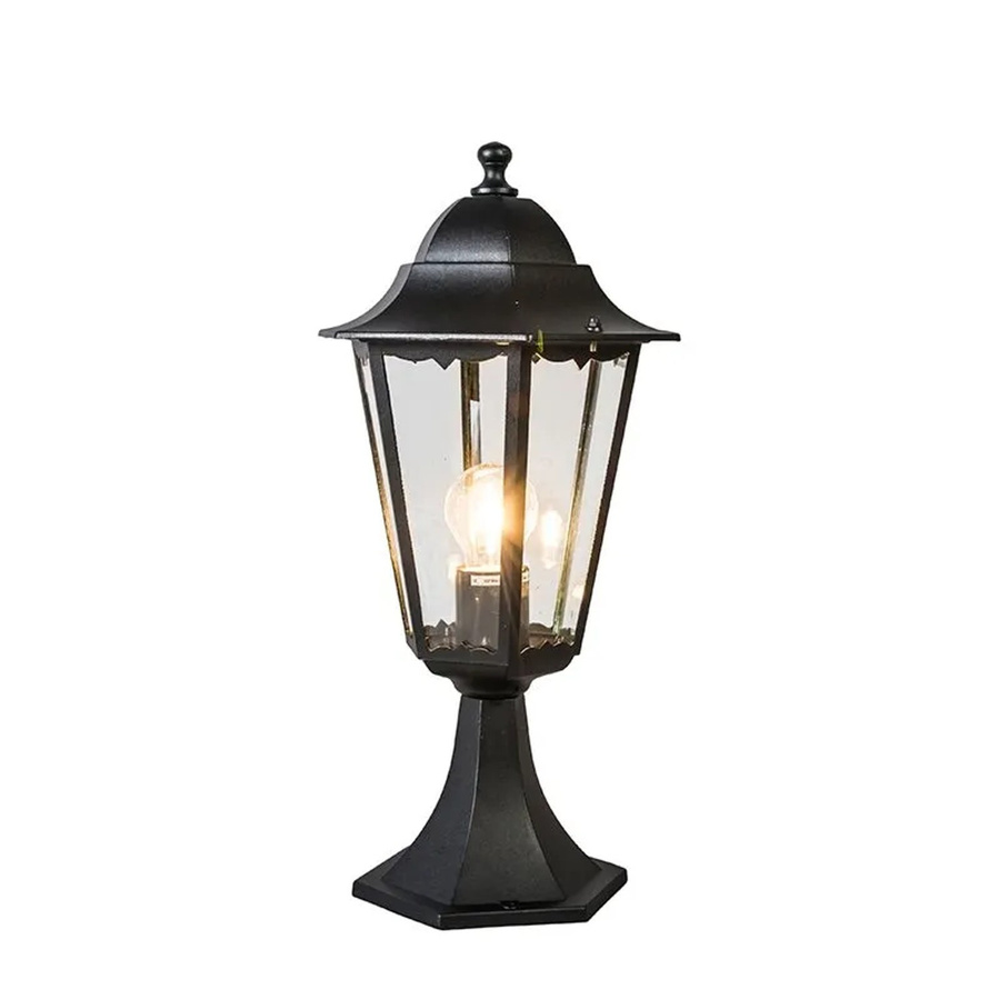 QAZQA New Orleans Klassischer Outdoor Laternensockel aus Aluminium in Schwarz mit E27 Fassung, IP44 Schutzklasse, Höhe: 48 cm - Bild 2