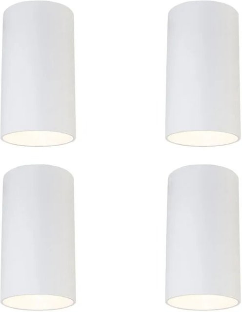 QAZQA Set mit 4 modernen Aufbau-Spots in Weiß, GU10, Zylinder-Design, dimmbar, Durchmesser: 5,5 cm, Höhe: 10,0 cm - Bild 1