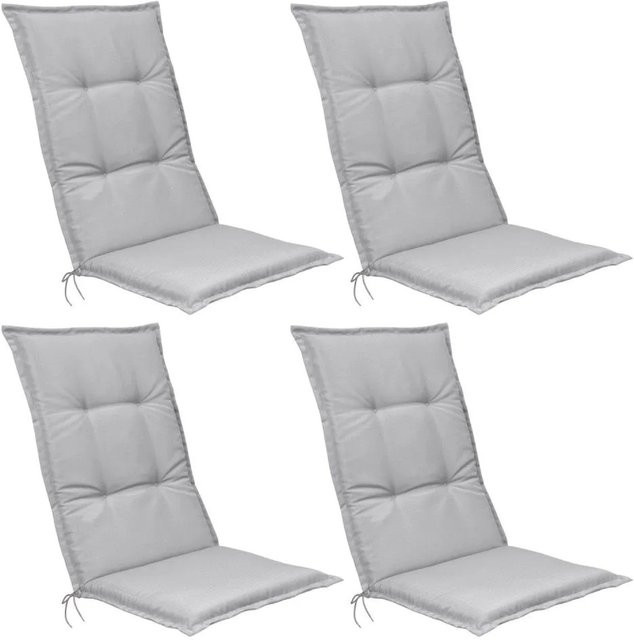 Beautissu Base HL Hochlehner Polster Set Hellgrau, 4-teilig, B/T/H: 120 x 50 x 6 cm - Bild 1