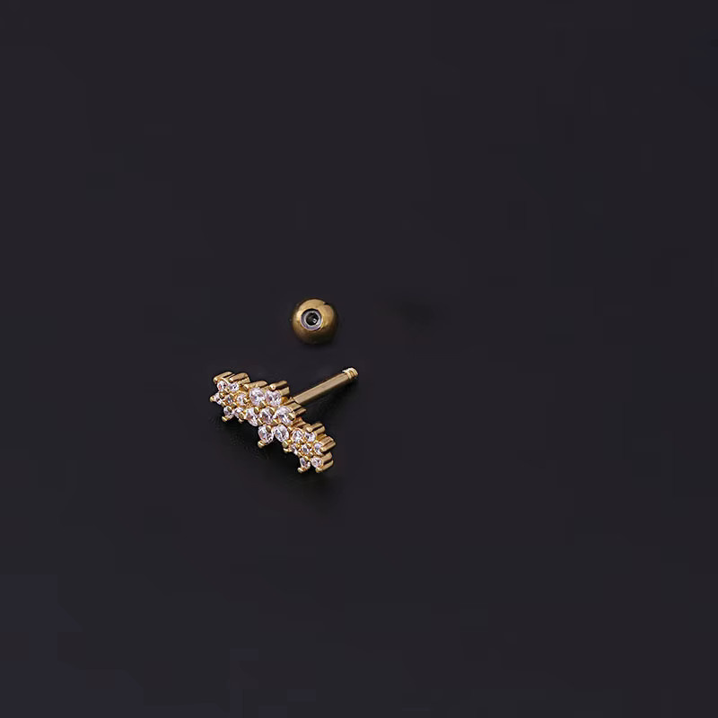Ohrstecker mling, Edelstahl, Zirkonia, Gold, Unisex - Bild 3
