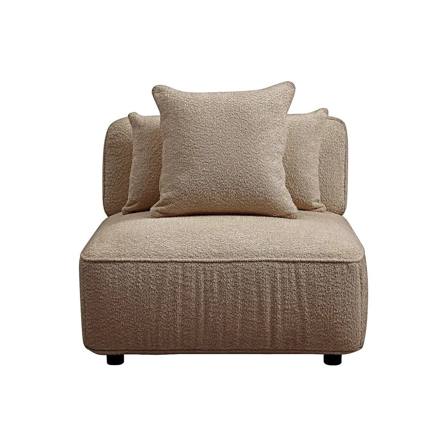 Vente-unique Sessel Lelaco mit gerader Rückenlehne in Taupe und Beige aus Bouclé-Stoff, Höhe: 91 cm - Bild 2