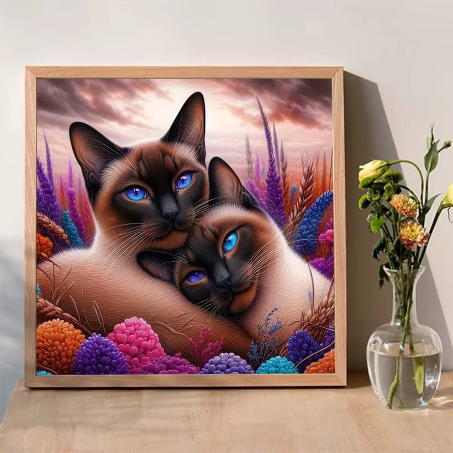 Momoart 5D DIY Diamantmalerei Katze als Acryl-Bastelset mit bunten Strasssteinen, B/H: 20 x 20 cm - Bild 3