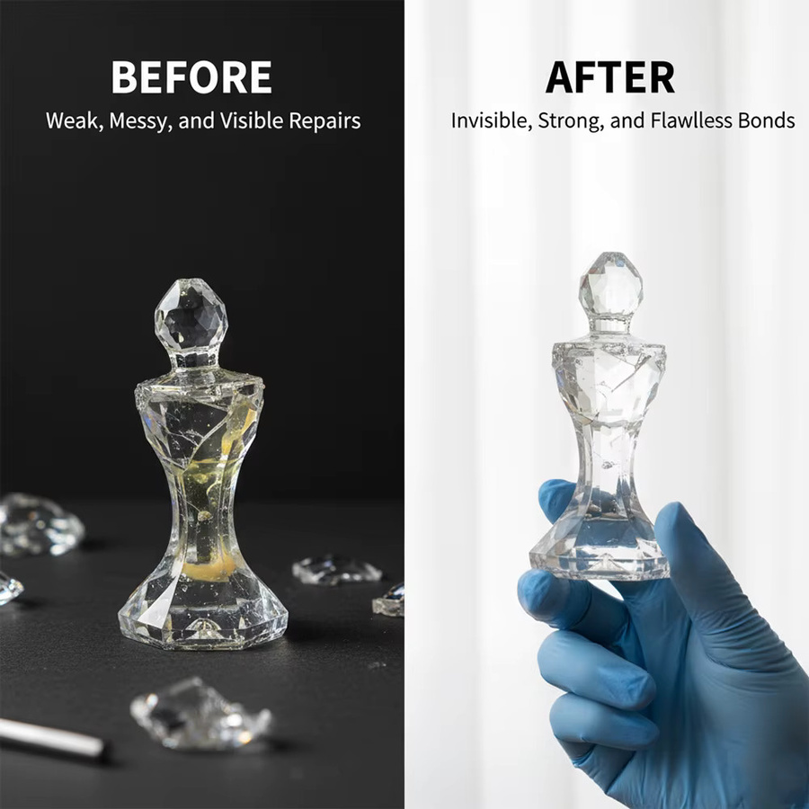 SERVAVEXA UV-Licht-Härtungs-Klebeset mit Lampe, klarer hochviskoser Kleber für Glas-zu-Metall-Verklebung, wasserfest, 110 ml - Bild 2