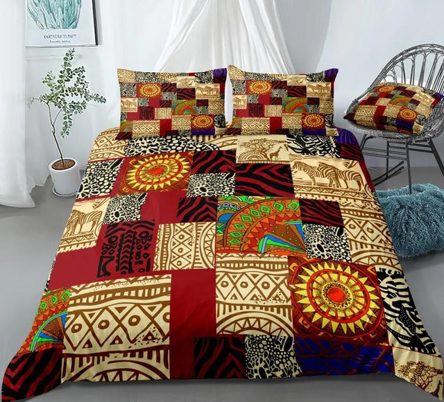 JMG Household Supplies Ethno Bettwäsche-Set Orange Boho-Stil aus Polyester, 3-teilig, B/H: 140 x 200 cm - Bild 1