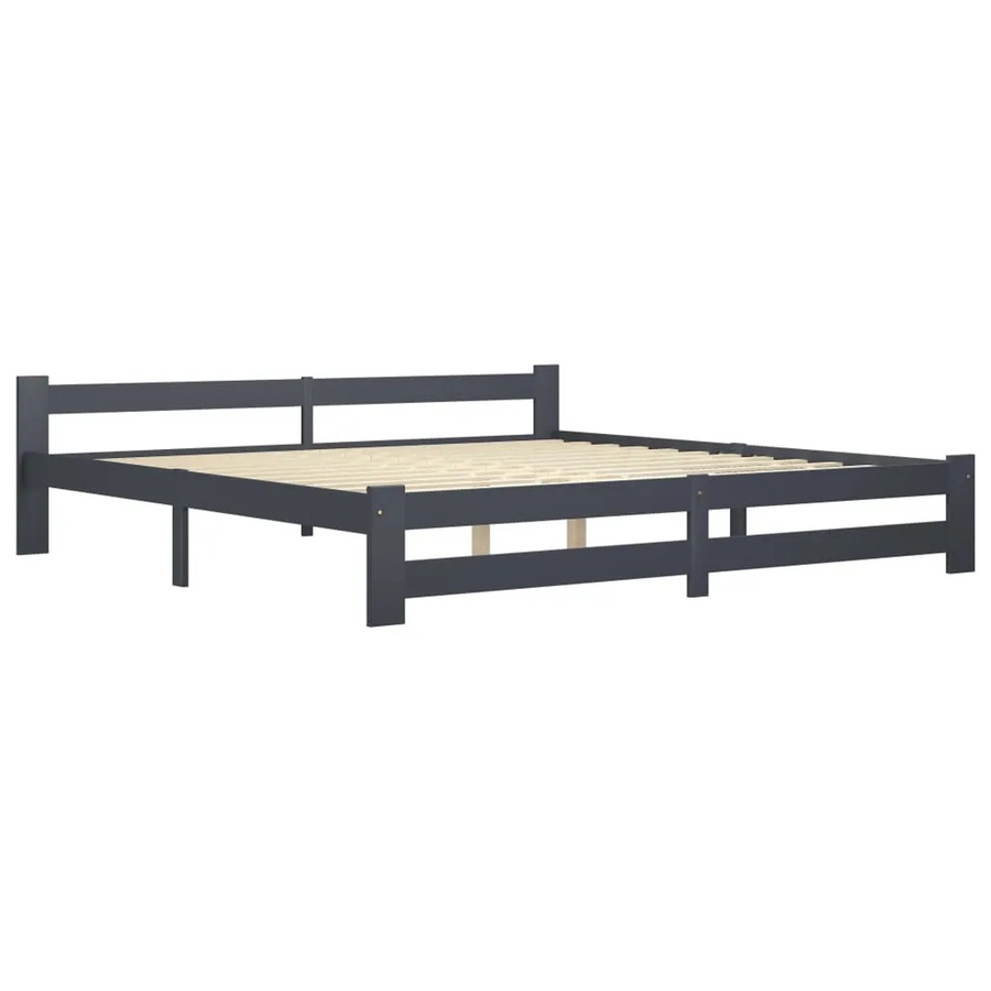 vidaXL Massivholzbett aus Kiefer in Dunkelgrau, B/T/H: 200 x 200 x 55 cm - Bild 2