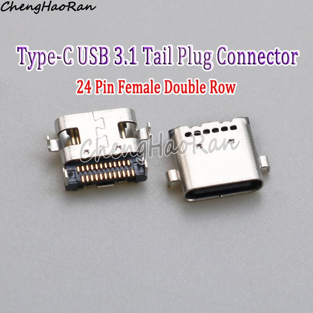 ChengHaoRan USB-C-Buchse zweireihiger 24-poliger USB 2.0-Anschluss in Silber für Tablet und Telefon als Universal-Schnelllade-Heckstecker - Bild 1