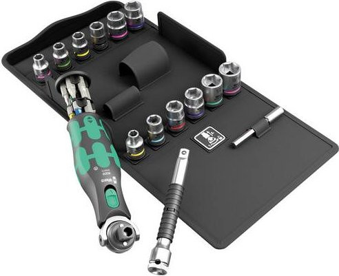 Wera Zyklop Pocket Set 4 Steckschlüsselsatz 1/4 Zoll, 27-teilig, schwarz-grün-multicolour - Bild 1