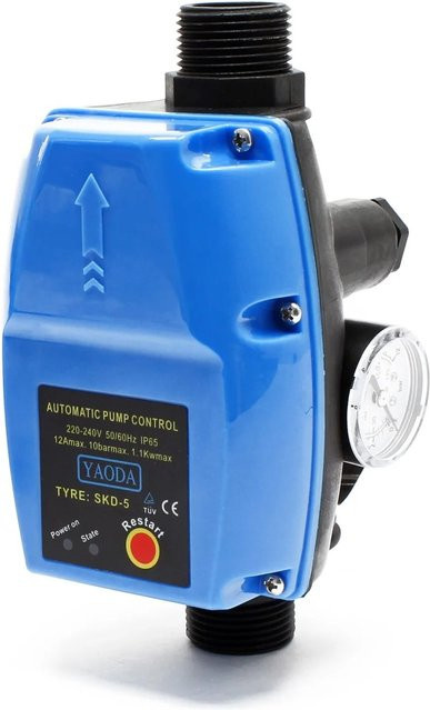 Wiltec Druckschalter EPC-4 230V 1-phasig Pumpensteuerung für Hauswasserwerke in Blau-Schwarz - Bild 1