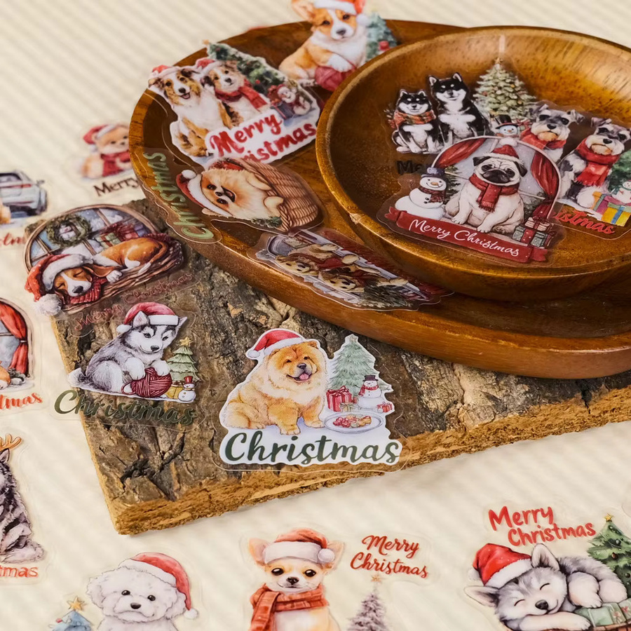 56-teiliges Set transparente PET-Aufkleber mit Weihnachtshund von Anime Worlds Store in Multicolor für Kindergeschenke und Partydekorationen - Bild 4