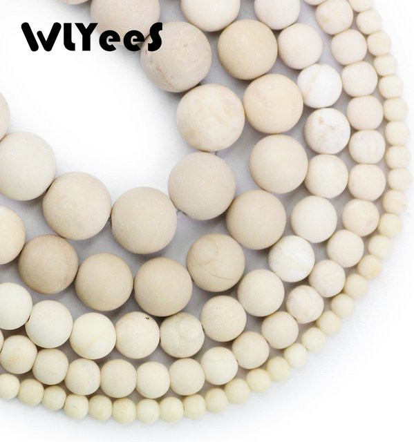WLYeeS Perlen, beige Stein, rund, Unisex - Bild 1