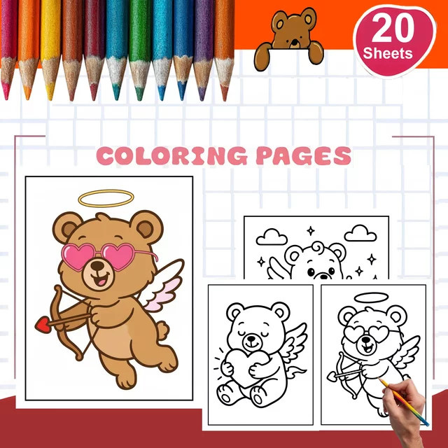 Little-Cupids A5 Malbuch-Papierbögen für Erwachsene, 20 Blatt weißes Malpapier - Bild 1