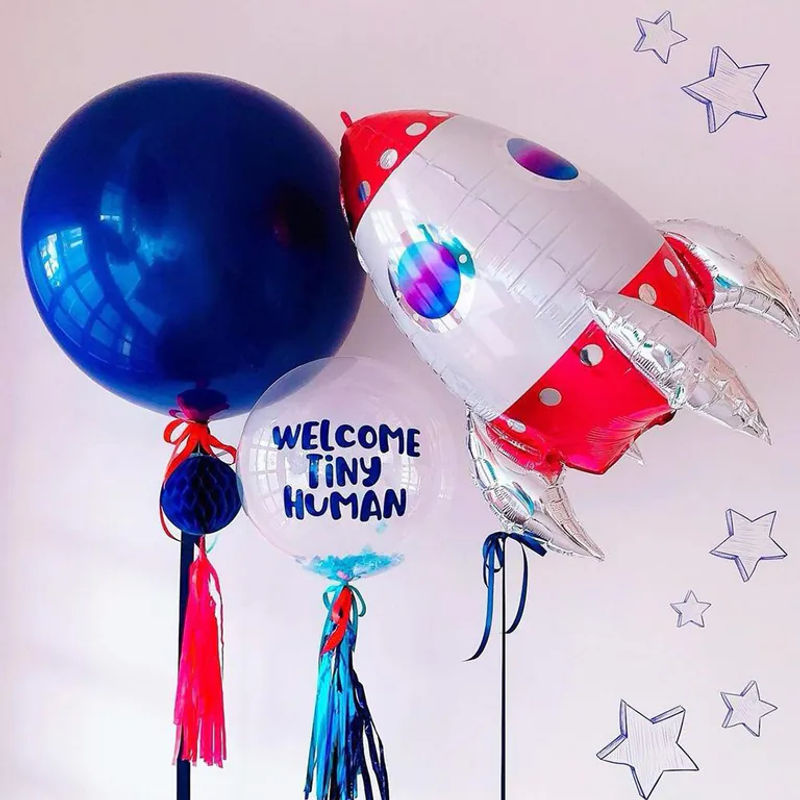 xly1818 4D Stehende Raketenballons aus Alufolie in Rot für Weltraum Thema Geburtstagsparty und Kindergeburtstag - Bild 4