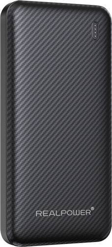 RealPower Powerbank 10000 mAh mit Quick Charge, USB-A und USB-C, Schwarz - Bild 1