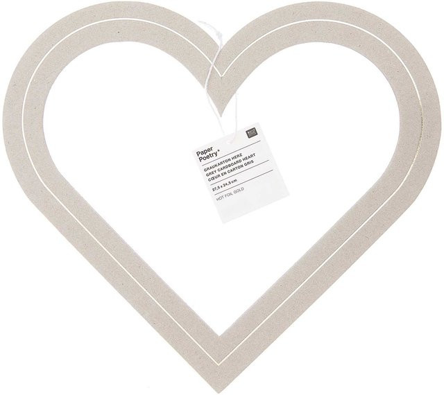 Rico Design Paper Poetry Herz aus Graukarton, Farbe: Grau, B: 27,5 cm, H: 24,5 cm - Bild 1