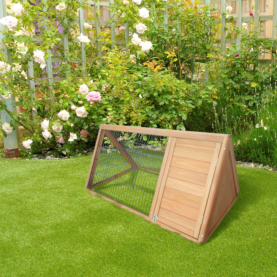 PawHut Kleintierstall mit Freigehege aus Tannenholz in Gelb, B/T/H: 116 x 62,2 x 52,5 cm, von Aosom - Bild 2