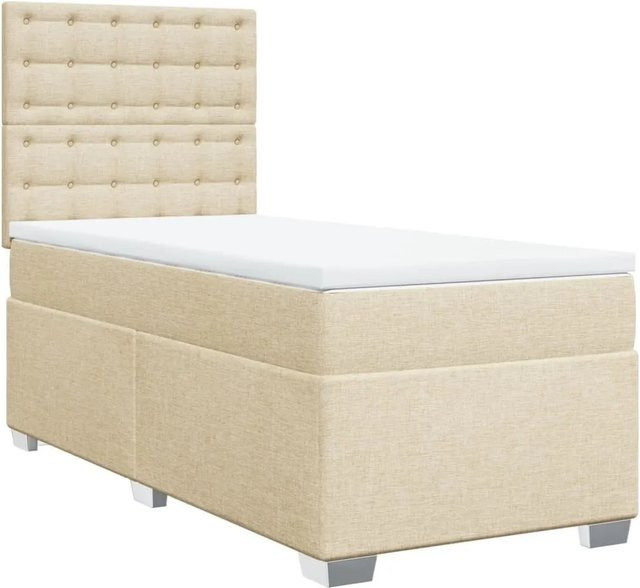 vidaXL Boxspringbett Hybrid mit Matratze in Creme und Beige, B/L: 90 x 200 cm - Bild 1