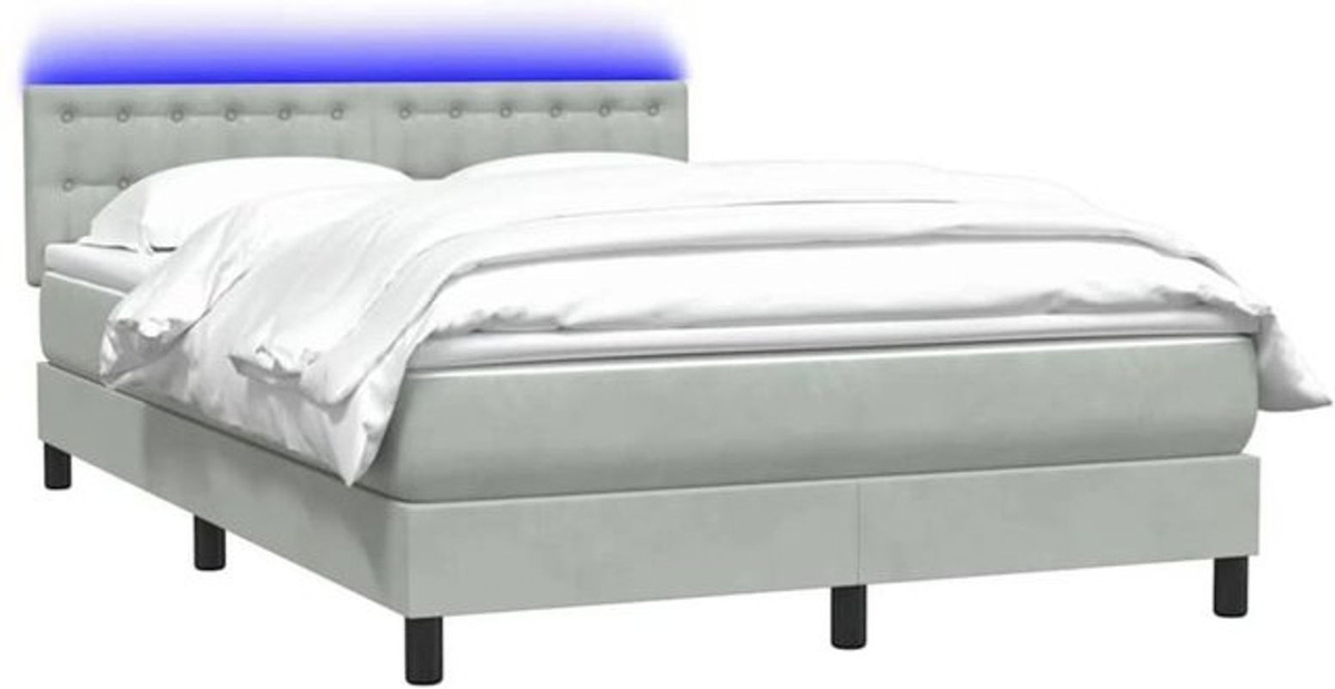 vidaxl Boxspringbett mit Matratze in Hellgrau aus Samt und Kunstleder B/T/H: 160 x 210 x 88 cm - Bild 1