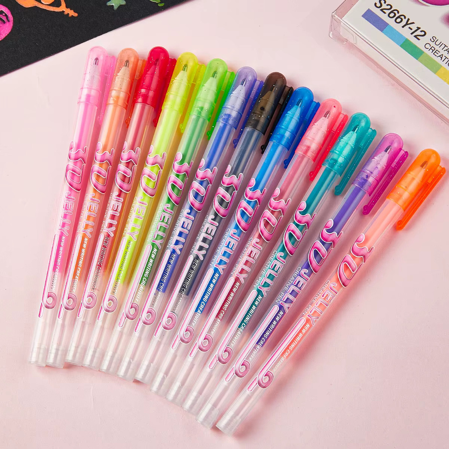 SHANDS 3D Jelly Stifte mit 1,0 mm Stiftspitze und farbiger Tinte, Multicolor, ideal zum Zeichnen, Schreiben und Journaling für Schule und Büro - Bild 3