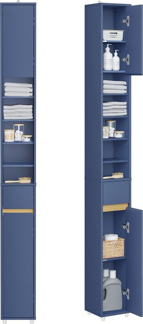 SoBuy Narsy BZR34-II Badgarderobe aus Holz in Blau, Wasserabweisender Kleiderschrank mit verstellbaren Füßen für das Badezimmer, B/T/H: 20 x 20 x 180 cm - Bild 1