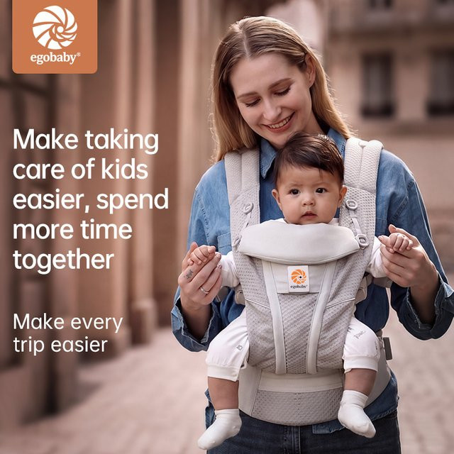Egobaby Omini 360 Babytrage aus atmungsaktivem Netzstoff mit Rundum-Belüftung und Lendenwirbelstütze, Schwarz - Bild 1