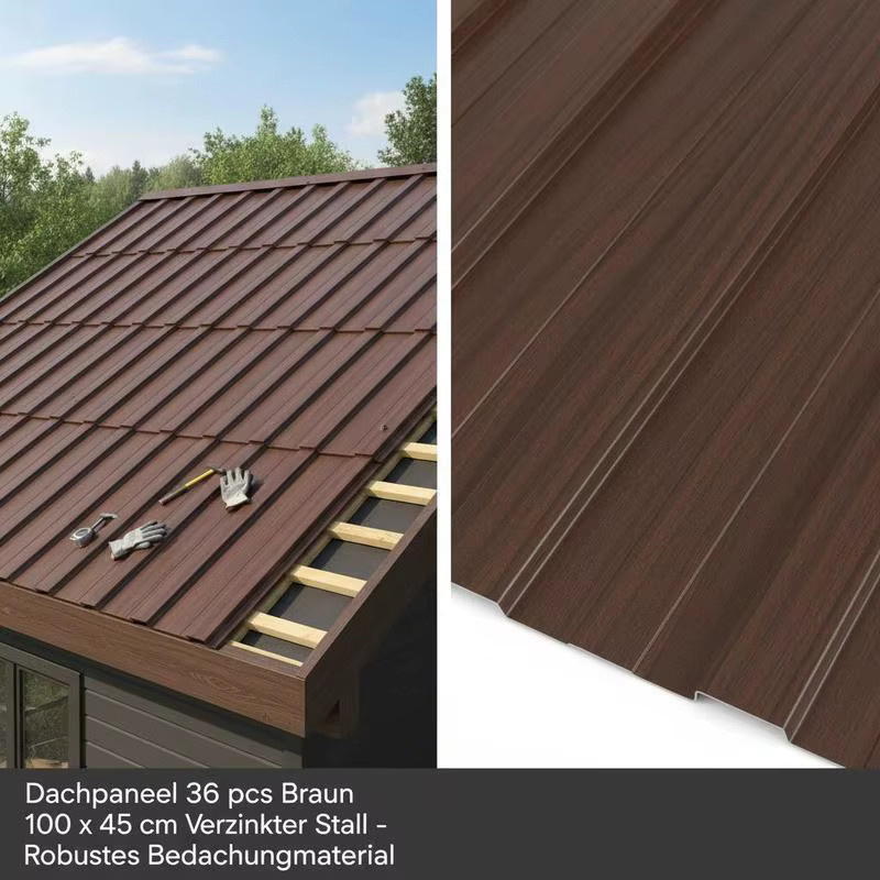 Wetterbeständige verzinkte Stahl-Dachplatten aus Metall in Grau oder Braun, B/H: 100 x 45 cm - Bild 3