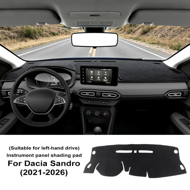 HOSHING AUTO Armaturenbrett Abdeckung für Dacia Sandero (Modelle 2021 bis 2026) Matte Lichtschutz Pad in Grau für Linkslenker - Bild 1