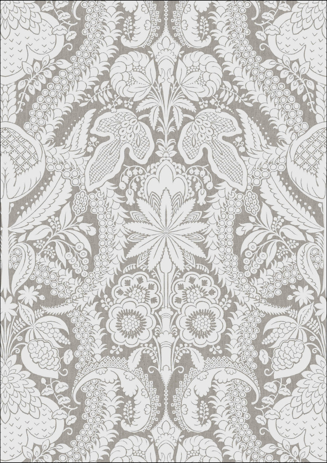 Lewis & Wood Tapete Hanbury Casement in Grau mit floralem Botanical-Design - Bild 1