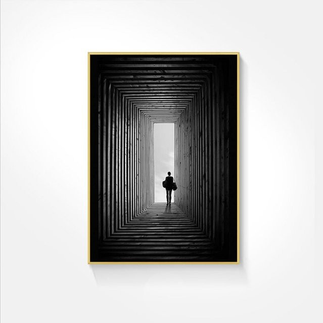 TPFLiving Leinwandbild Nordic Art Abstrakte Formen in Schwarz und Weiß, Kunstdruck ohne Rahmen, Breite: 60 cm, Höhe: 90 cm - Bild 1