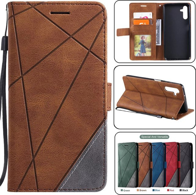 Luxus Ledertasche Wallet Cover Etui für Samsung Galaxy S25 Edge S24 Ultra S23 FE S22 S21 S20 S10 S9 Plus Note 20 mit Kartensteckplatz in Blau und Braun - Bild 1