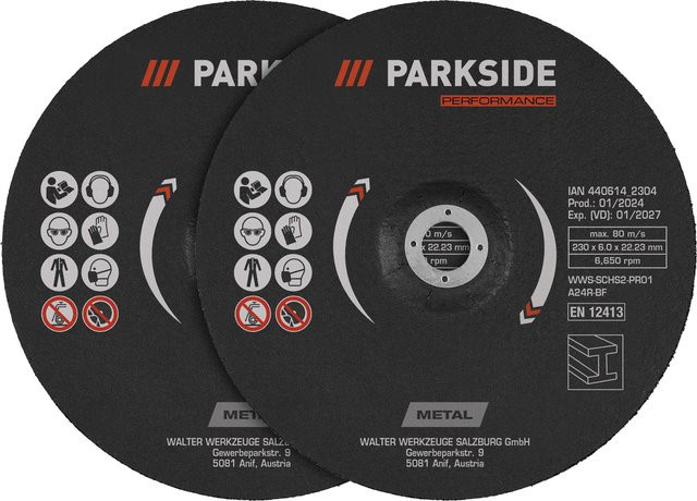 Parkside Performance Diamant-Trennscheiben und Schruppscheiben für Metall, Fliesen und Stein, Schwarz, Durchmesser: 230 mm, 2er-Set - Bild 1