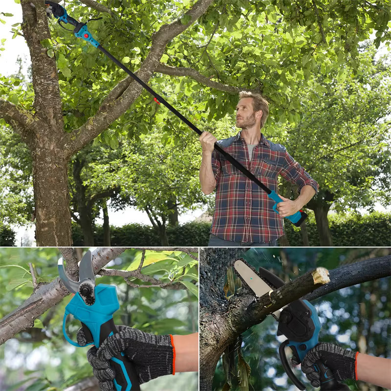 3-in-1 Teleskop-Elektrokettensäge in Blau, bürstenlose Gartenpflege-Säge kompatibel mit Makita 18V LXT Akku - Bild 2