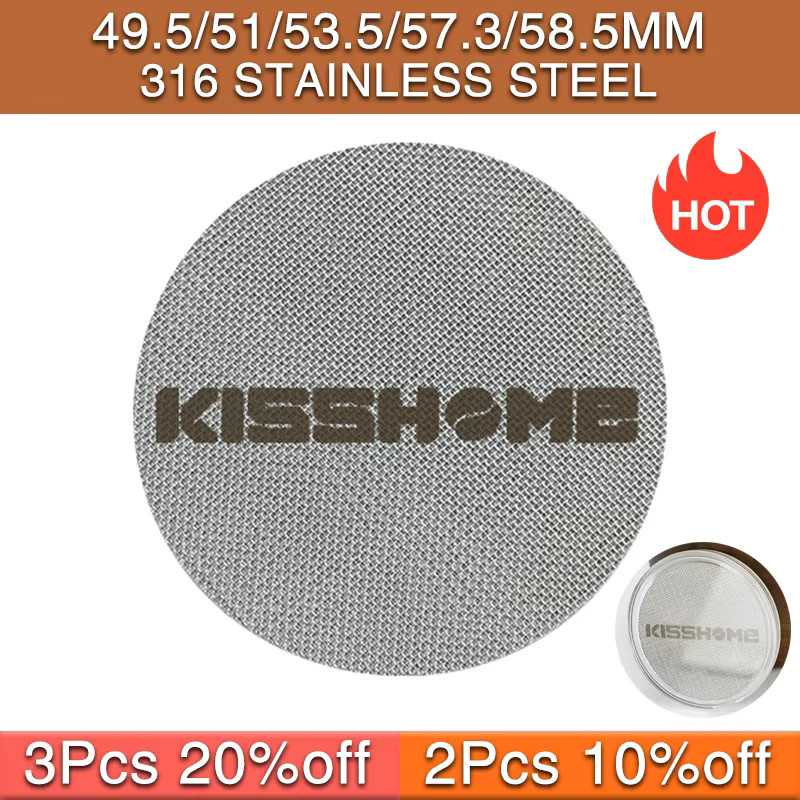 CafeGaGa Wiederverwendbarer Espresso Puck Filter aus Metall in Silber für Siebträger Körbe, Durchmesser: 51 mm, 53 mm oder 58 mm - Bild 2
