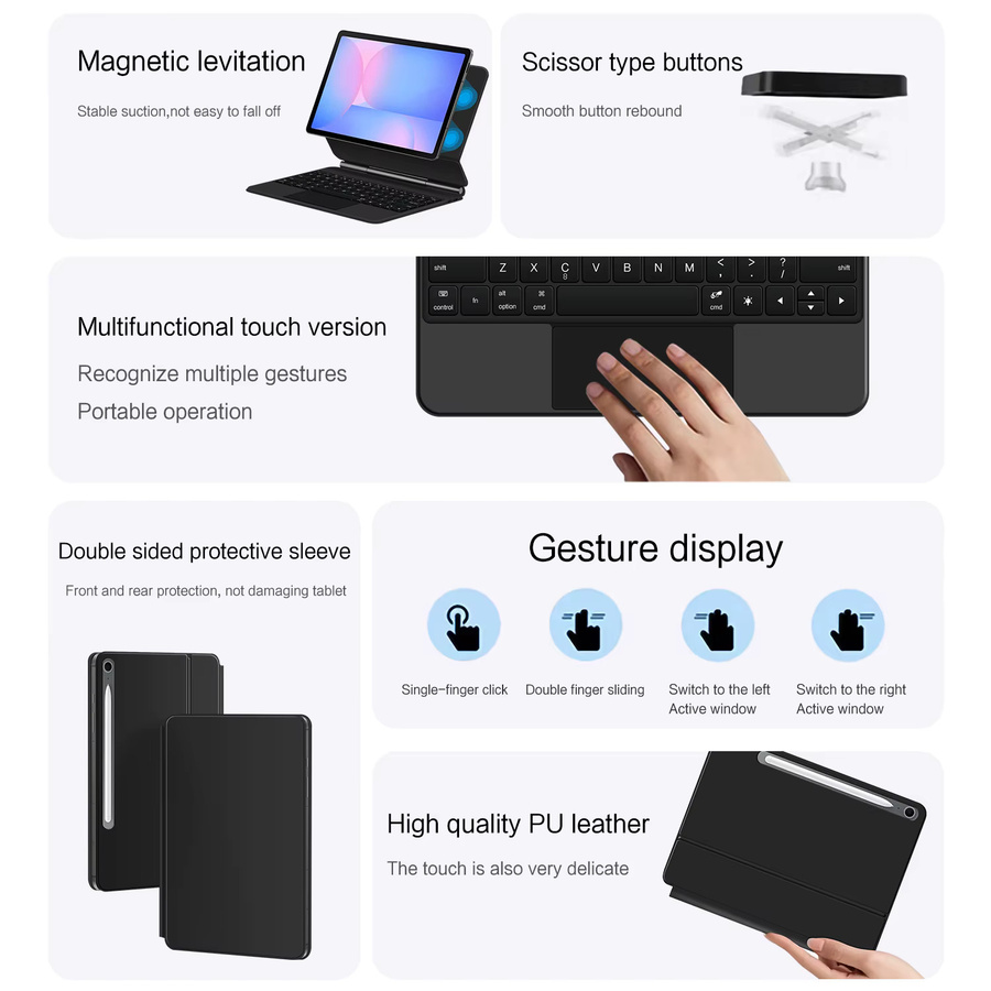 Samsung Smart Cover Folio Tastatur Hülle für Galaxy Tab S10 FE 10,9 Zoll, Tab S7 S8 S9 FE 11 Zoll und S10 Lite in Schwarz oder Weiß - Bild 5